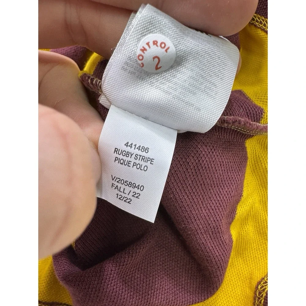 Banana Republic Mens 2XL Maroon Gold Rugby Striped Organic Cotton Pique Polo NWT